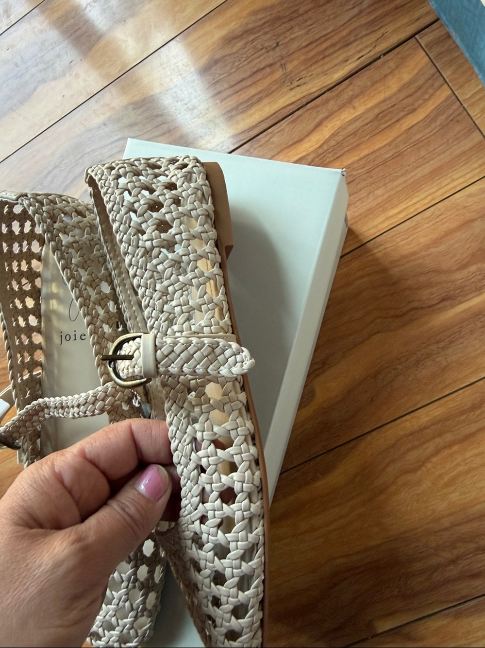 NWT Joie Woven Neutral Mary Jane Flats in Light Beige - Picture 4 of 6